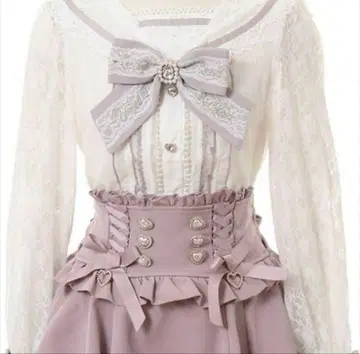 LIZLISA 레이스 세일러 블라우스 핑크