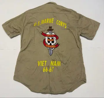 70s 미군 빈티지 셔츠 레어 마린 반팔 밀리터리