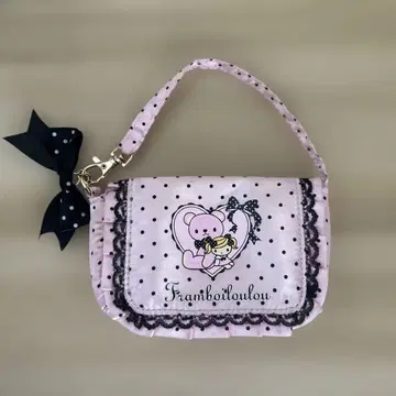 FRAMBOILOULOU 프란보알루루 도트 리본 레이스 백 파우치