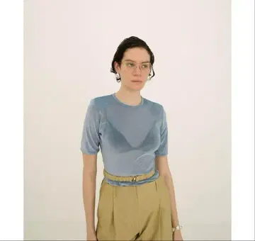 clane SHEER VELOUR POWER SHOULDER TOPS