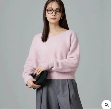 nano universe 워셔블 폭스 V넥 풀오버 핑크