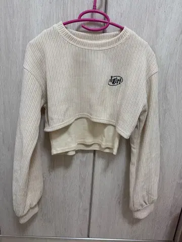 xgirl 리브 크롭 맨투맨