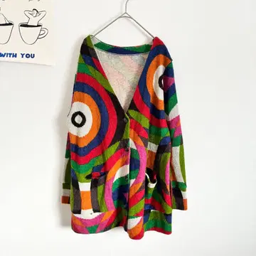 안티카 레트로 니트 가디건 멀티 올 패턴 하나뿐인 아이템 넉넉한