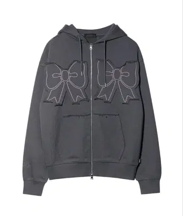 Youhee 리본 자수 집업 후드티