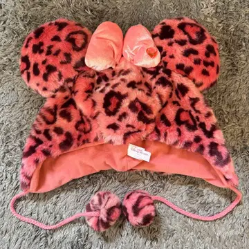 레오파드 무늬 핑크 미니 팬캡 디즈니