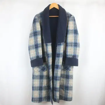 VINTAGE 그라데이션 체크 스모킹 롱 가운 코트