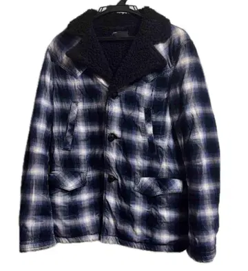 넘버나인 n(n ) 음표 패턴 체크 보아 자켓 블루 계열 아우터 블루종