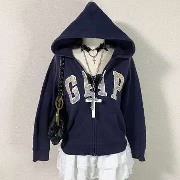 y2k GAP 후드티 네이비 로고 스팽글 그런지 헤이세이 갸루