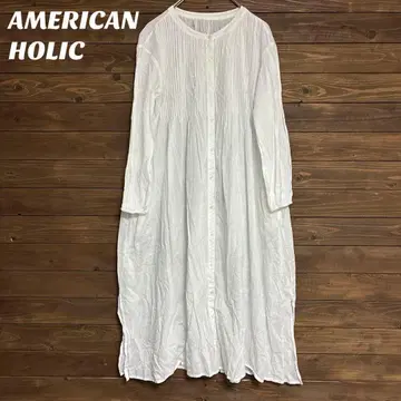 [ 아메리칸 홀릭 ] 화이트 롱 셔츠 원피스 상큼함 M
