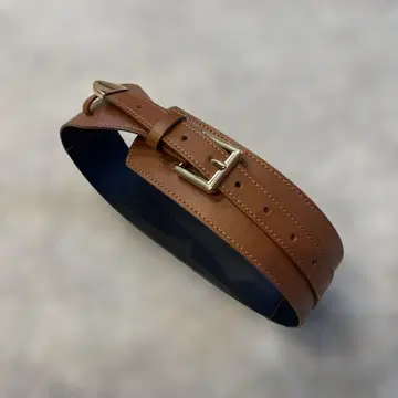 에밀리아 위즈 가죽 와이드 벨트 골드 버클 브라운 XS