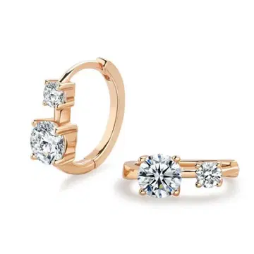 [ 새상품 ] 골드 지르코니아 후프 귀걸이