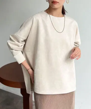 [] 백 리브 라인 스웨이드 풀오버