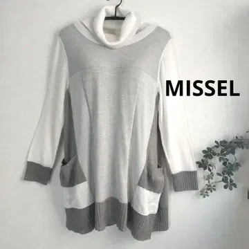 [ 미제르 ] 얇은 소재 라메 믹스 오프 터틀넥 니트 튜닉 포켓 부착