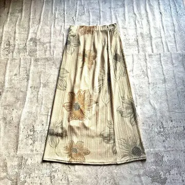 꽃무늬 롱 스커트 허리밴딩 올 패턴 베이지 캐주얼 레트로 심플