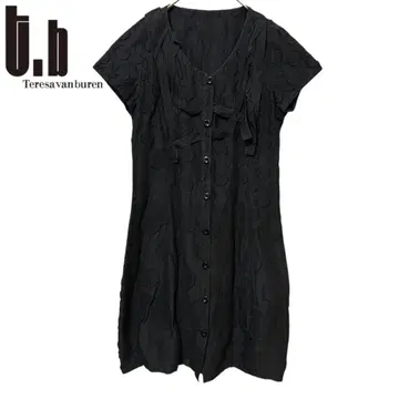 t.b teresa van buren 도트 패턴 디자인 반팔 원피스