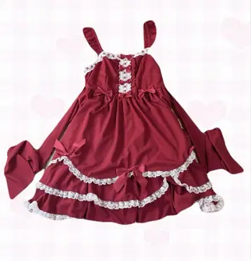 To Alice 빨간색 오버롤 스커트