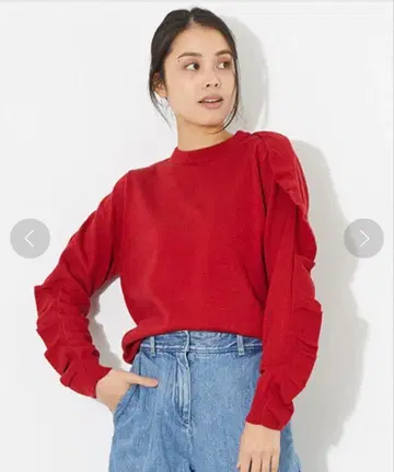 클라네 CLANE 프릴 니트 상의 크루넥 M