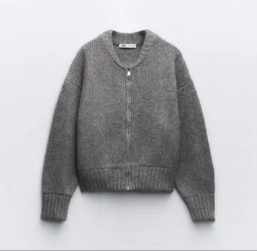 ZARA 지퍼 니트 봄버 자켓 그레이