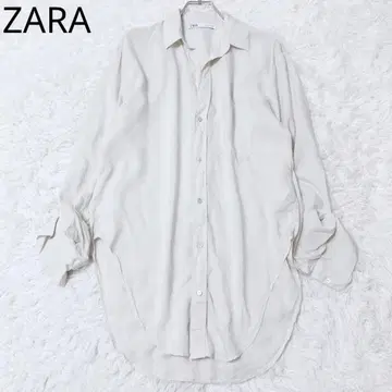 자라 긴팔 셔츠 라운드 헴 오버 사이즈 캐주얼 아이보리 XS