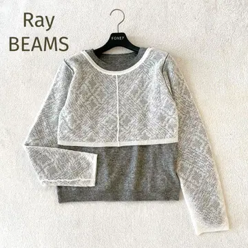택 포함 새상품 Ray BEAMS 현행 레이스 편직 레이어드 풀오버 F