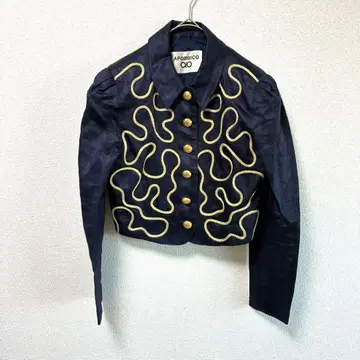 [ 새상품급 ] APOBBICO 숏 자켓 네이비 골드 자수 레트로 M