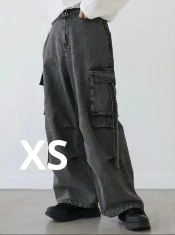 LILL 와이드 슬랙스 카고 팬츠 데님 카고 팬츠 XS 사이즈