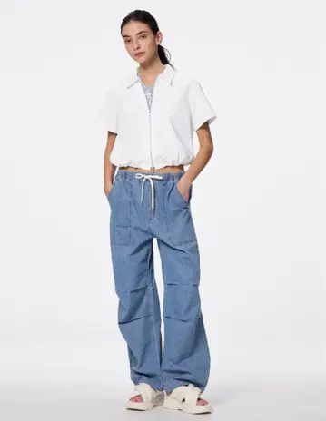 [ 새상품 ] GU 라이트 데님 풀온 팬츠 XXL 63BLUE