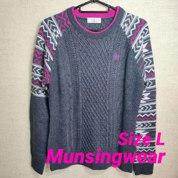 [ 새상품급 ] 먼싱웨어 골프 케이블 니트 스웨터 그레이 L 사이즈