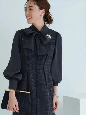 루일 에 부티크 트위드 원피스 리본 블랙 새상품 M