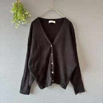 디스코트 [F] 고급 내추럴 매끄러운 터치 V넥 리브 가디건