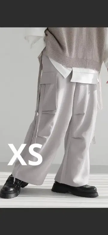 LILL 와이드 슬랙스 카고 팬츠 그레이 XS 사이즈