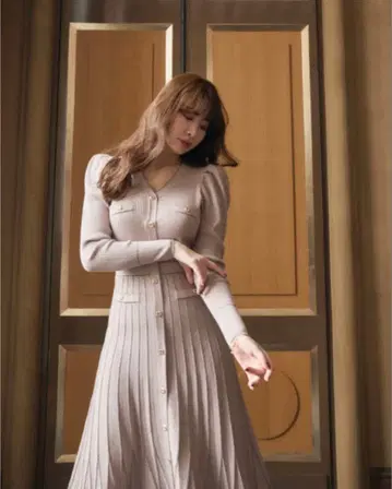 herlipto 스위트 룸 니트 롱 드레스 M