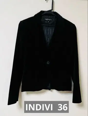 INDIVI 벨로아 자켓 36 블랙