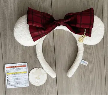 미키 체크 무늬 리본 머리띠 크리스마스 2025