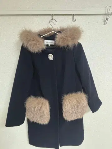 MISCH MASCH 네이비 퍼 코트 36