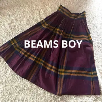 BAMS 빅 타탄 스커트 보르도 빔즈 보이 면 기모