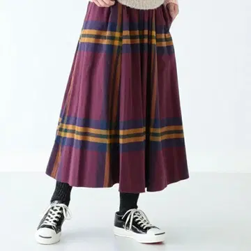 BAMS 빅 타탄 스커트 보르도 빔즈 보이 면 기모