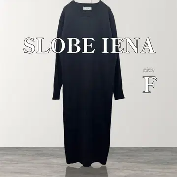 새상품급 SLOBE IENA 블랙 니트 원피스 F 리브 니트 롱