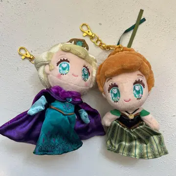 디즈니 스토어 겨울왕국 Tiny 봉제인형 키링 엘사 안나