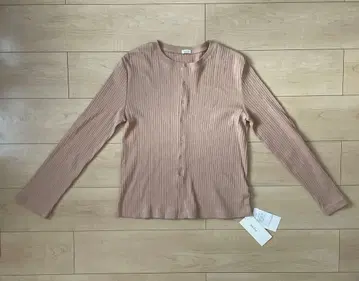 미라 오웬 스냅 단추 리브 가디건 실크 코튼