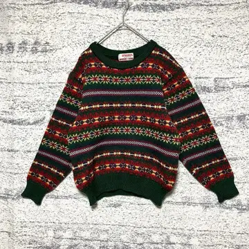 맥레거 M 90s 페어아일 패턴 니트 레트로 일본제 울 크리스마스