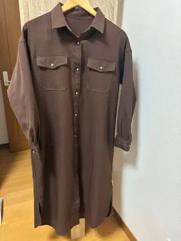 브라운 셔츠 드레스 긴팔