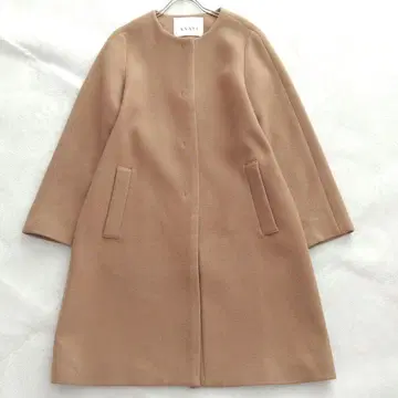 ANAYI 아나이 멜톤 크루 코트 노카라 코트 36 베이지