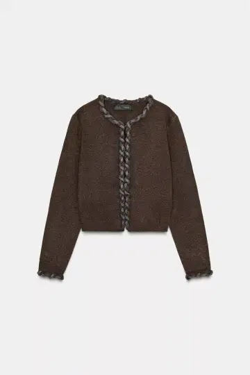 [ 미사용 새상품 ] ZARA 인터레이스 마감 니트 자켓 M