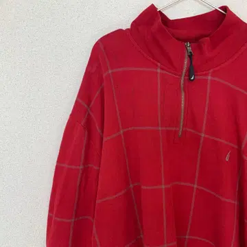 노티카 빨간색 체크 하프 지퍼 트레이닝복 3XL