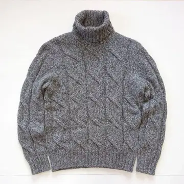 GRAN SASSO 케이블 니트 48 그레이 터틀넥 멜란지