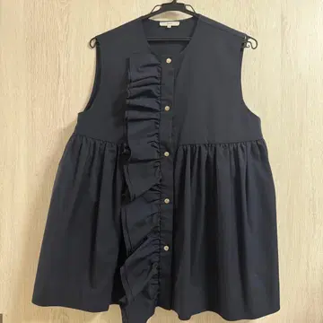 yori 요리 더블 프릴 베스트 네이비 38