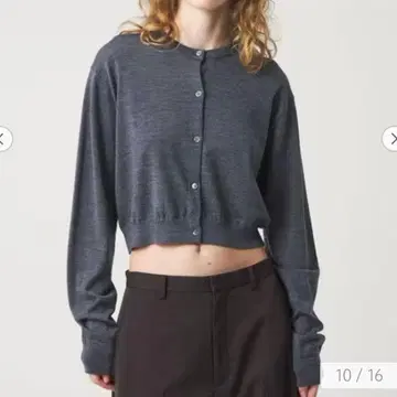 새상품 6(ROKU) 울 크롭 가디건 그레이