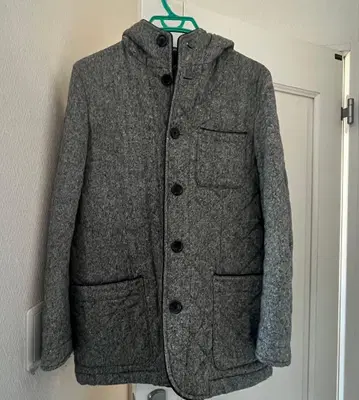 빔즈 그레이 퀼팅 자켓 후드 부착