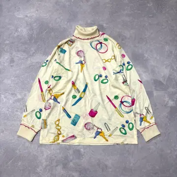 레오나르 스포츠 잡화 패턴 화장품 패턴 긴팔 니트 스웨터